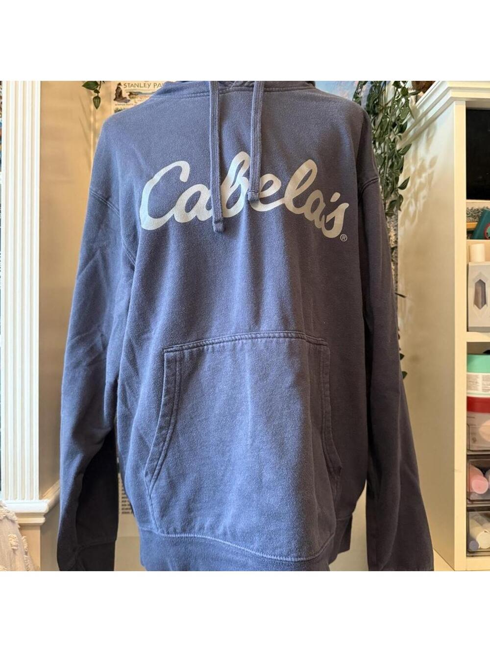 Cabela's Faded Blue Gray Pullover Hoodie Men's Medium